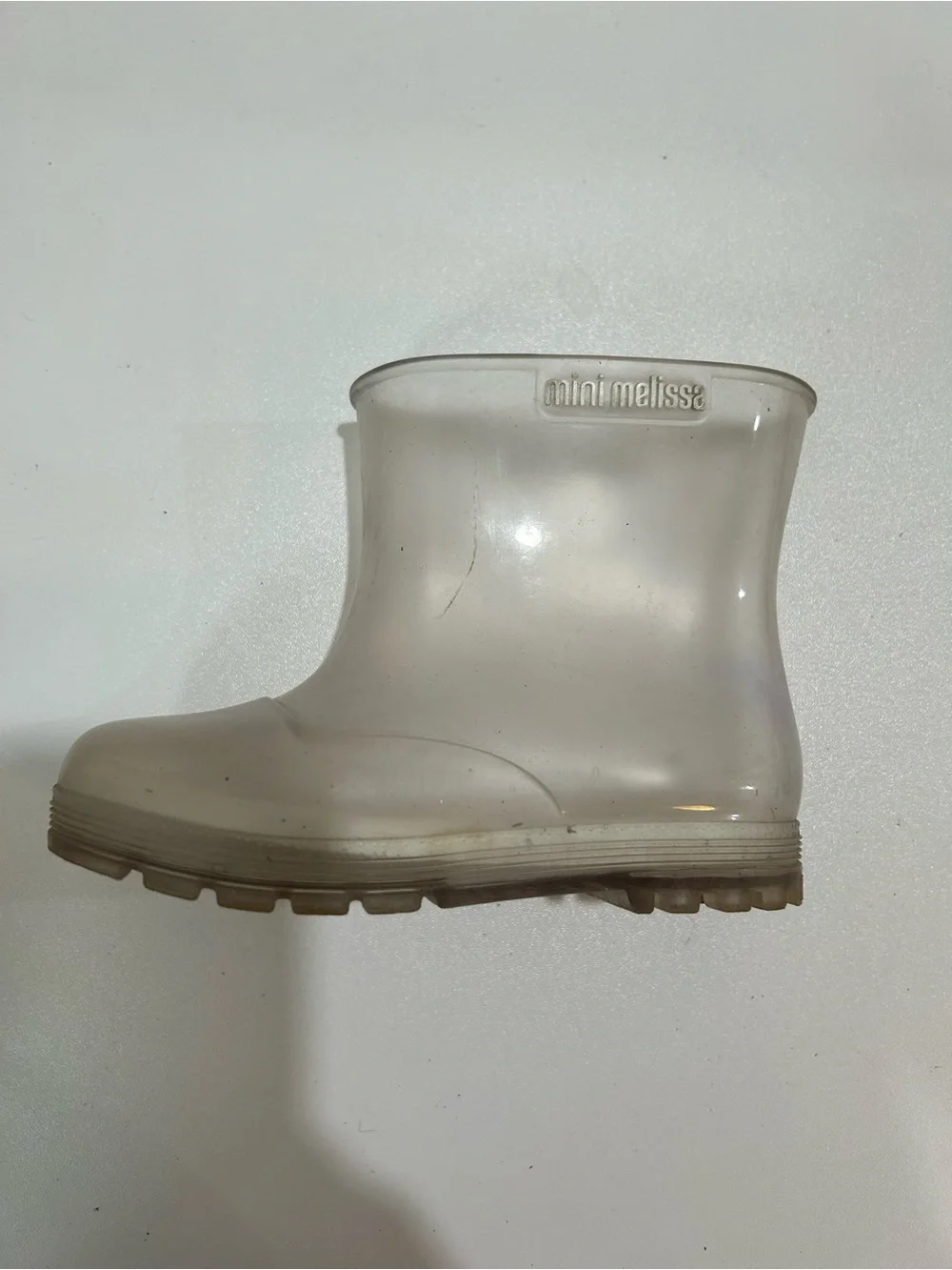 Mini Melissa Welly Translucent Clear Jelly Ankle Rain Boots, Toddler Size 9
